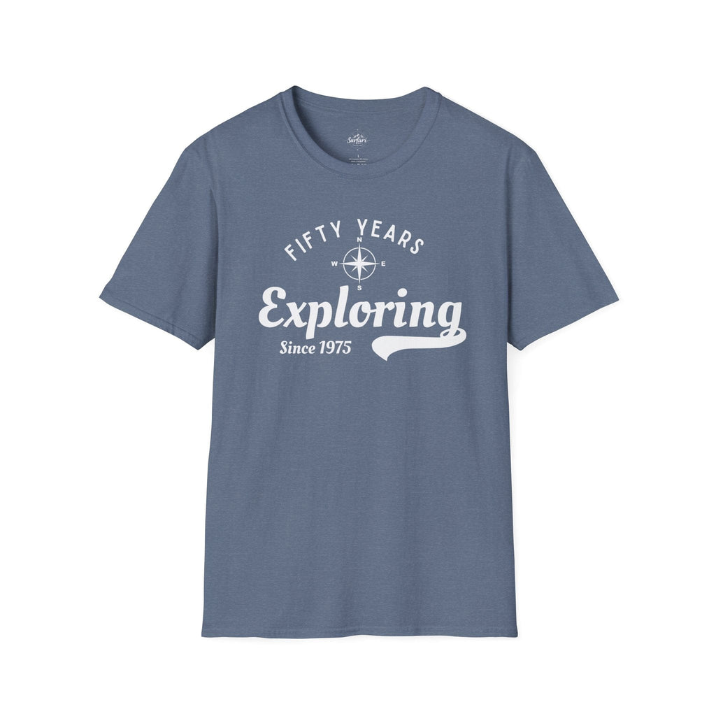 Printify T-Shirt Heather Indigo / S 50 Years Exploring Since 1975