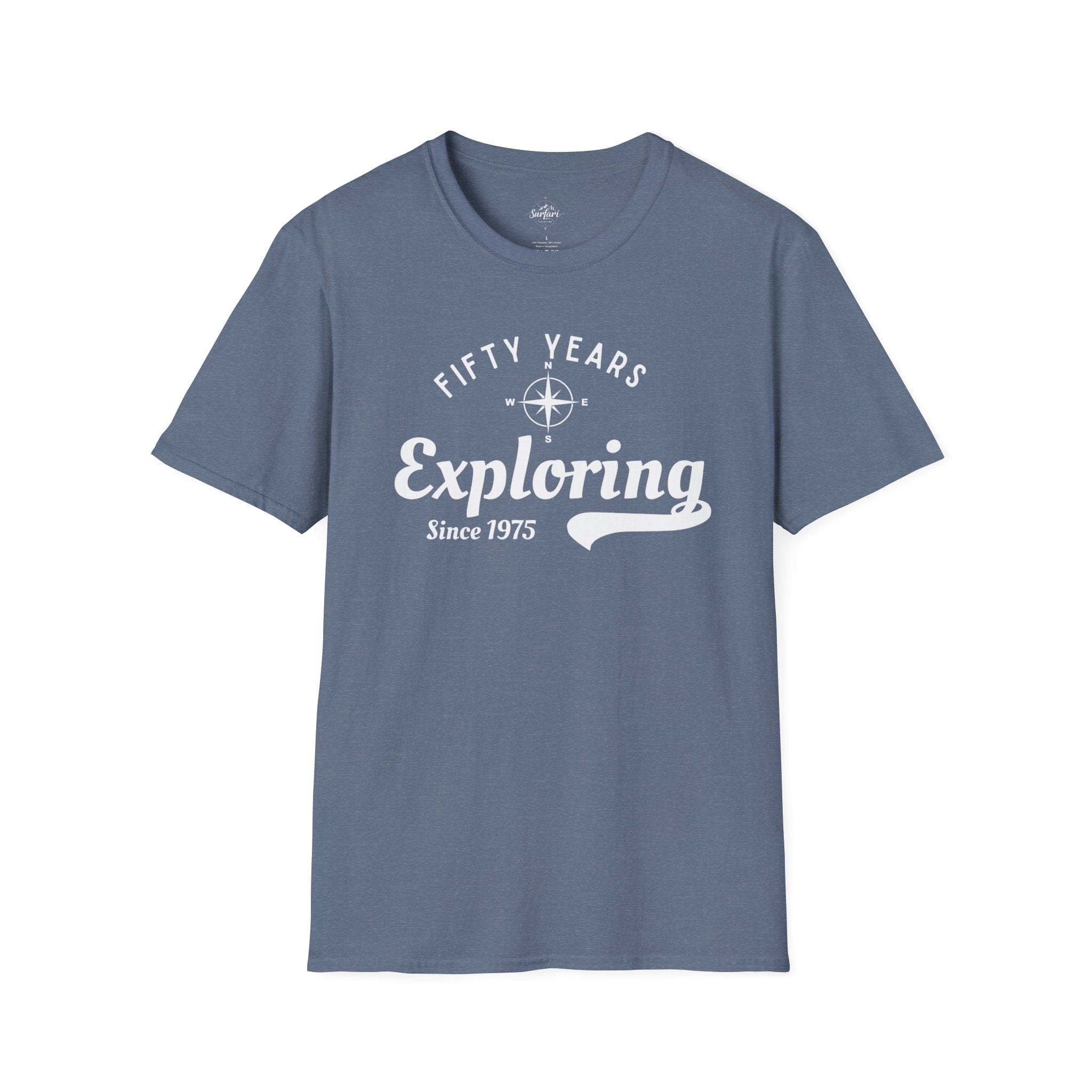 Printify T-Shirt Heather Indigo / S 50 Years Exploring Since 1975