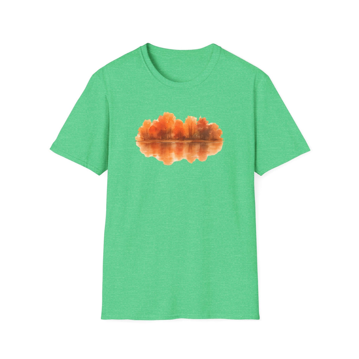 Printify T-Shirt Heather Irish Green / S Autumn Lake Reflection T-Shirt