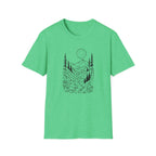 Printify T-Shirt Heather Irish Green / S Moonlit Mountain Landscape T-Shirt