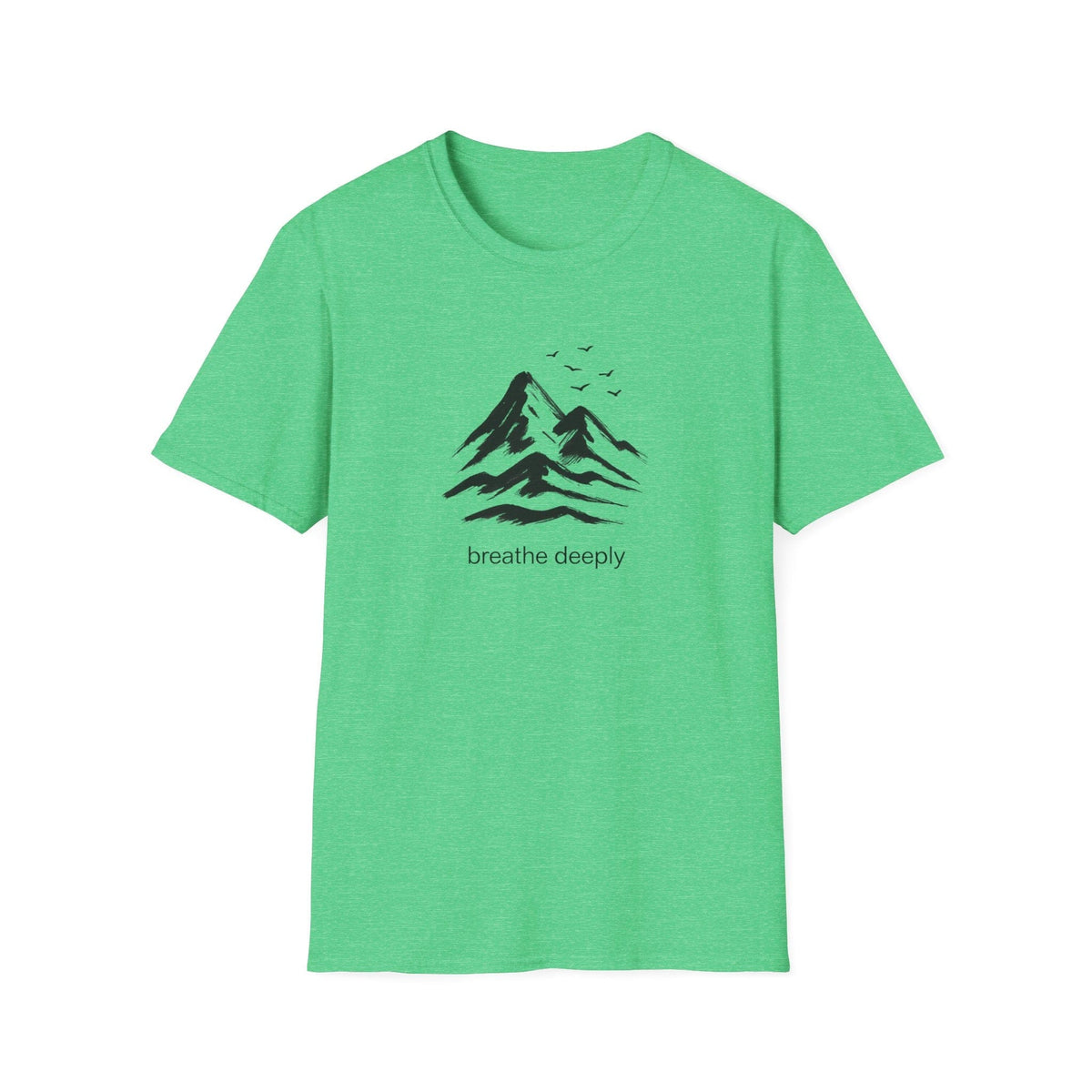 Printify T-Shirt Heather Irish Green / S Mountains and birds T-Shirt