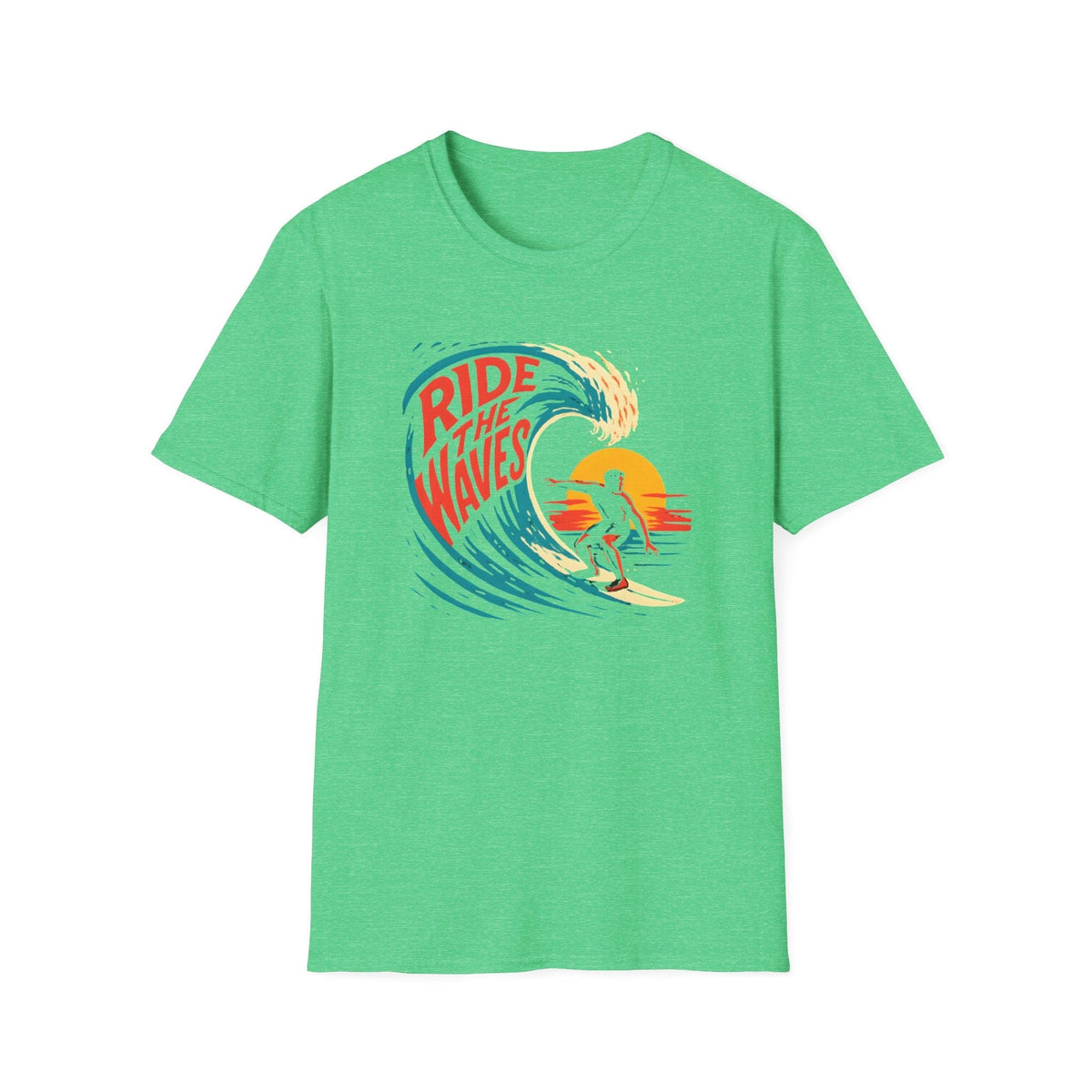 Printify T-Shirt Heather Irish Green / S Ride the Waves T-Shirt