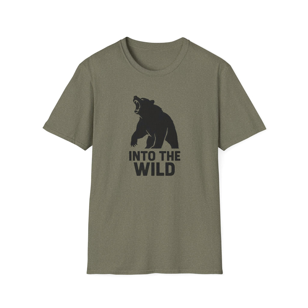 Printify T-Shirt Heather Military Green / S Bear silhouette with text T-Shirt