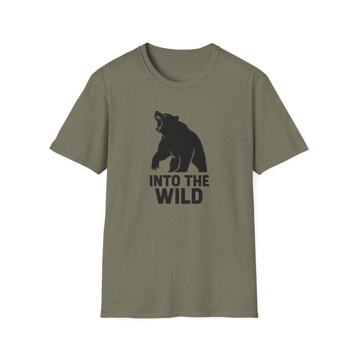 Printify T-Shirt Heather Military Green / S Bear silhouette with text T-Shirt