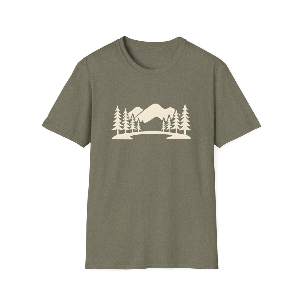 Printify T-Shirt Heather Military Green / S Mountain Lake Landscape T-Shirt