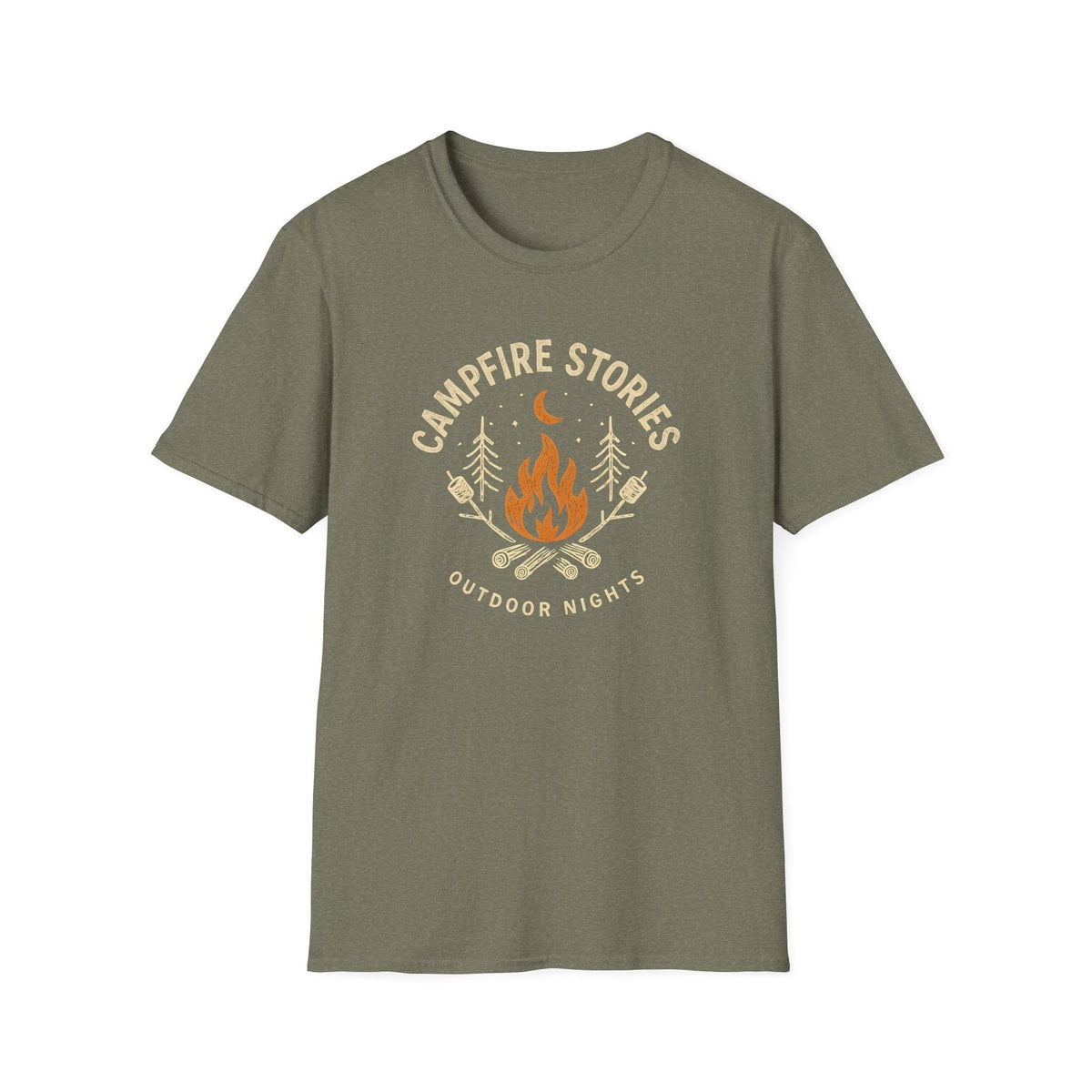 Printify T-Shirt Heather Military Green / S Outdoor Campfire Nights T-Shirt