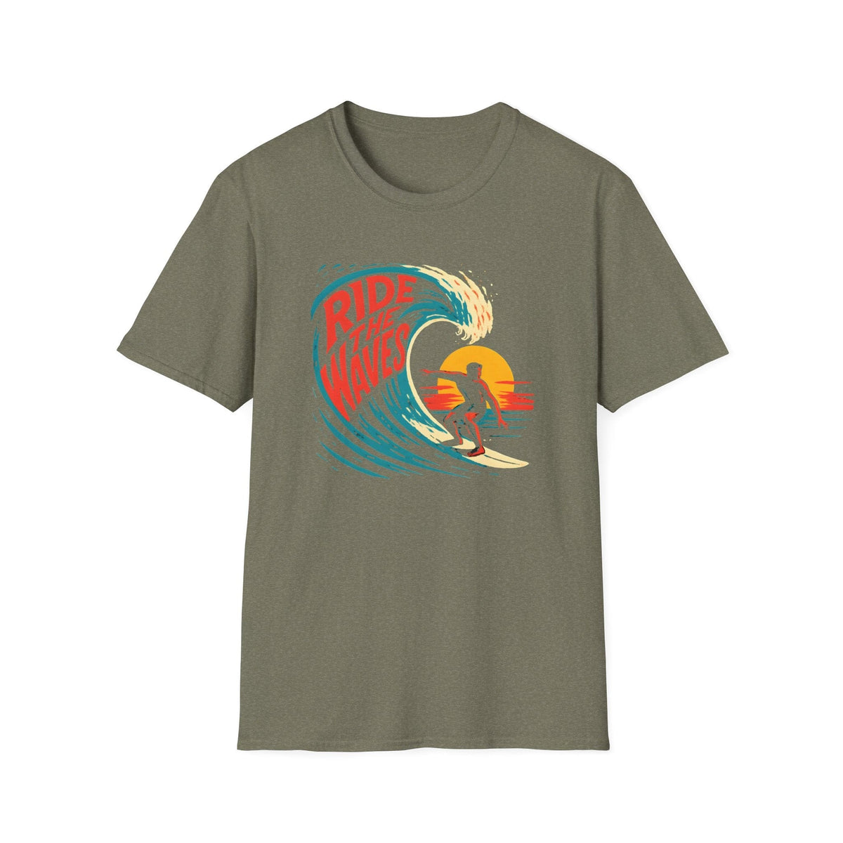 Printify T-Shirt Heather Military Green / S Ride the Waves T-Shirt