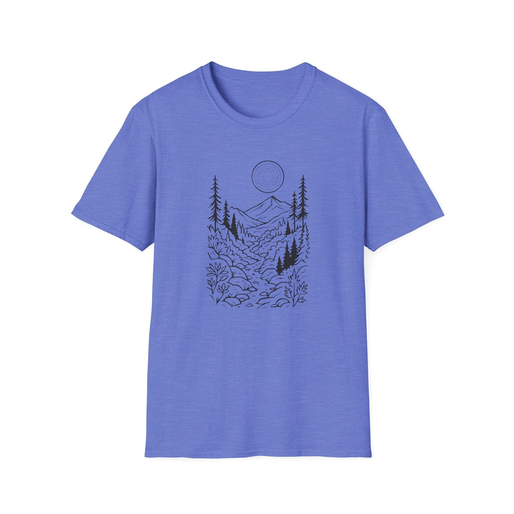 Printify T-Shirt Heather Royal / XS Moonlit Mountain Landscape T-Shirt