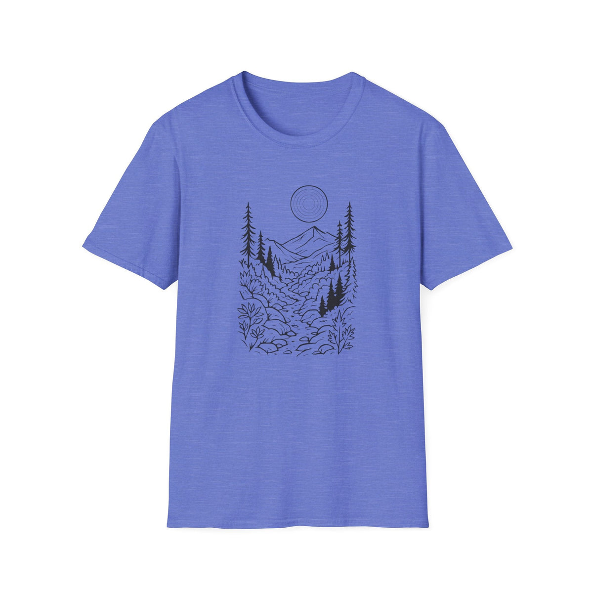 Printify T-Shirt Heather Royal / XS Moonlit Mountain Landscape T-Shirt