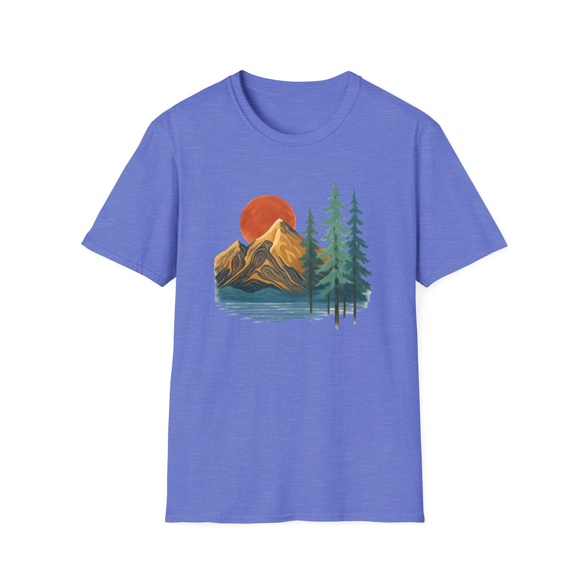 Printify T-Shirt Heather Royal / XS Sunset Mountain Scene T-Shirt