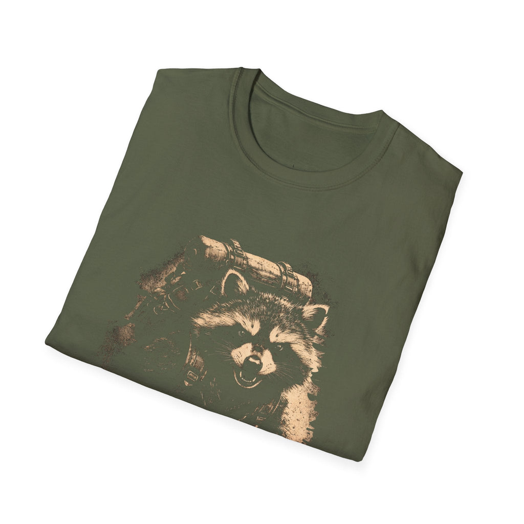 Printify T-Shirt Hiking Raccoon