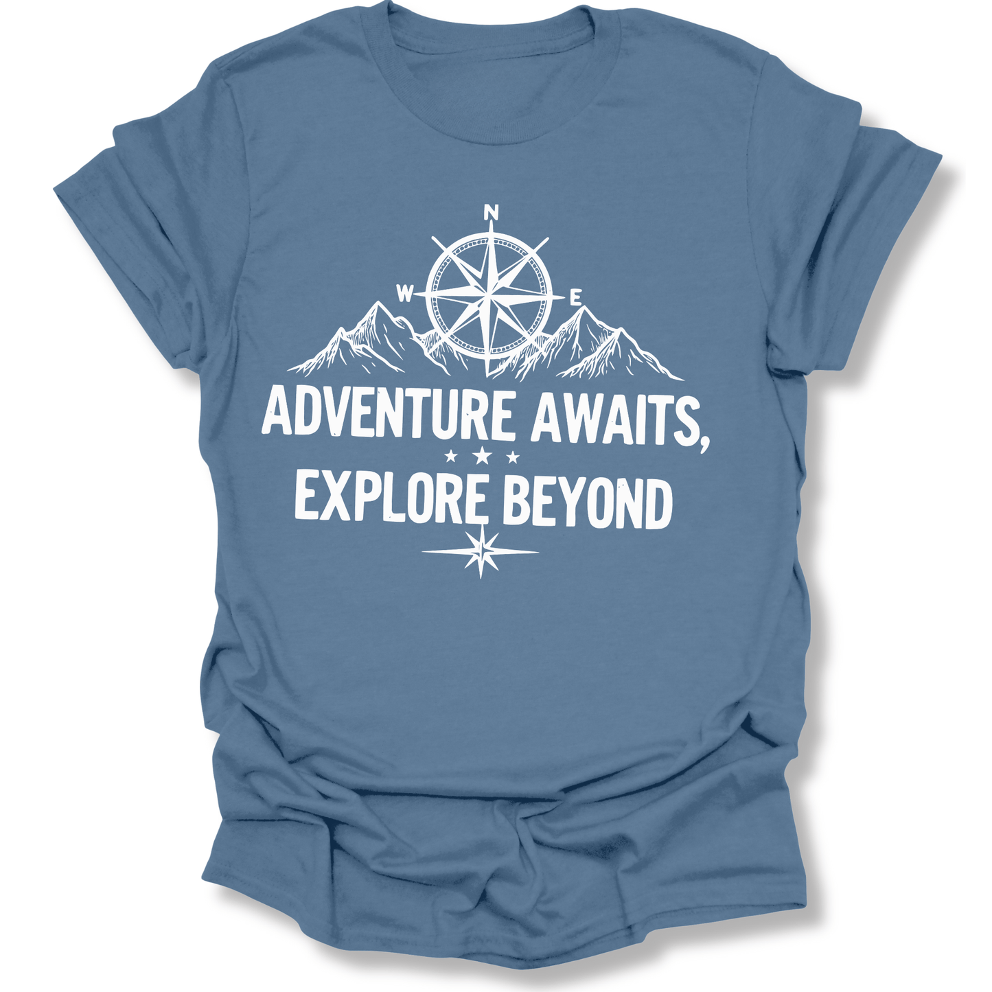 Printify T-Shirt Indigo Blue / S Adventure Awaits Explore Beyond