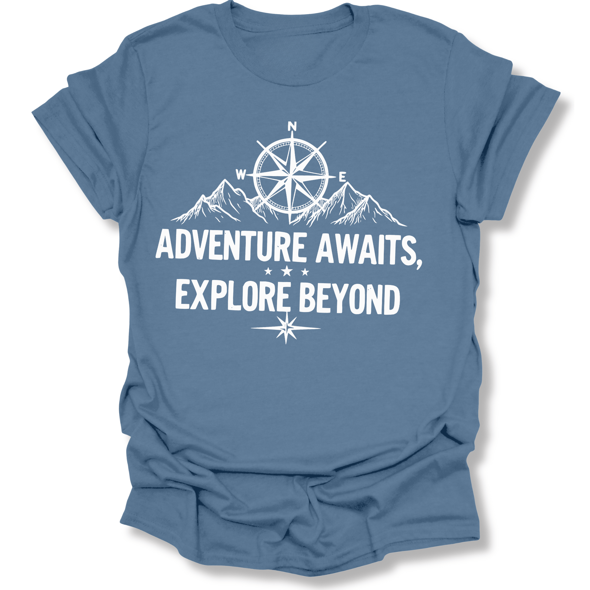 Printify T-Shirt Indigo Blue / S Adventure Awaits Explore Beyond