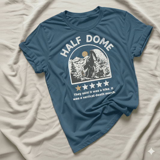 Printify T-Shirt Indigo Blue / S Half Dome One Star Review T-Shirt