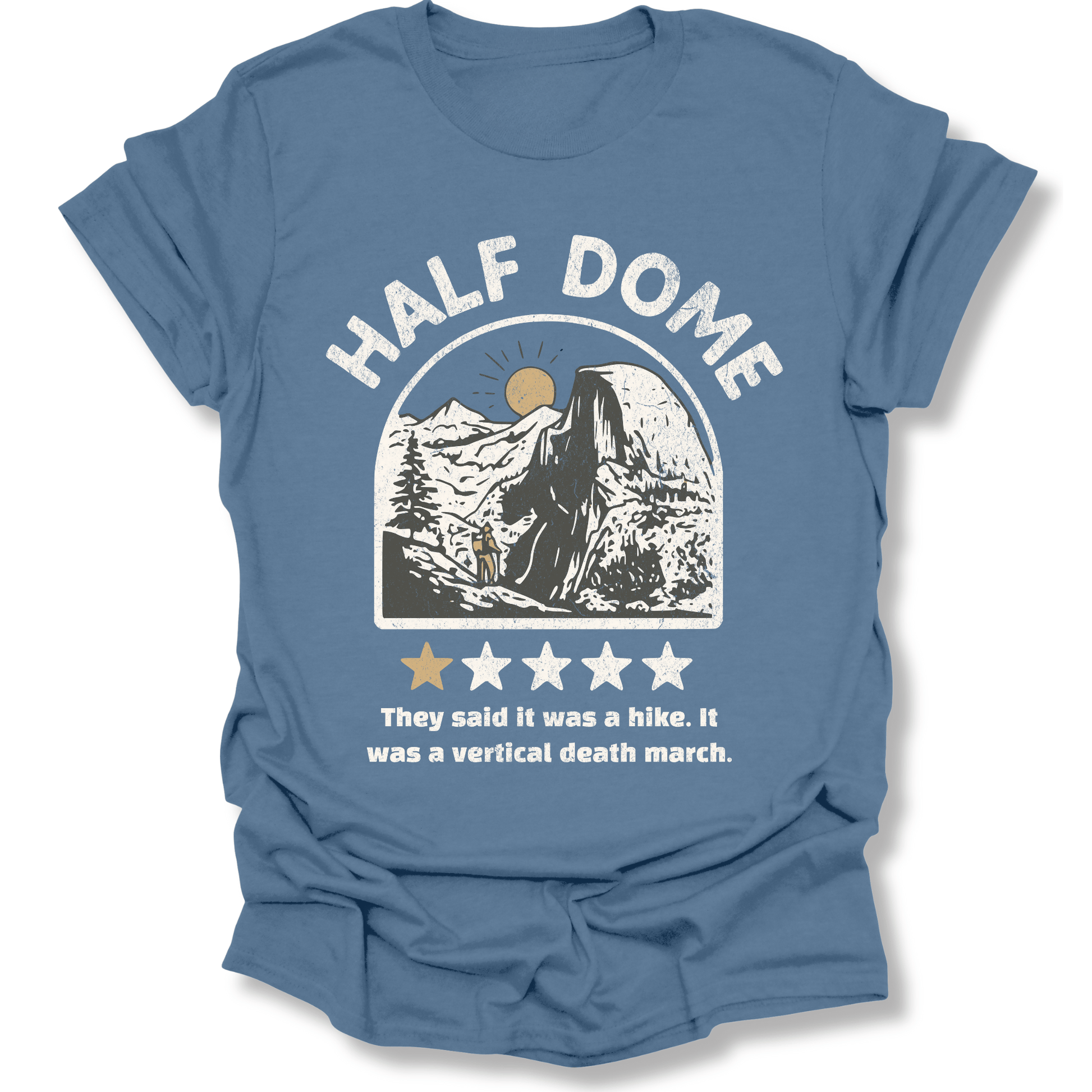 Printify T-Shirt Indigo Blue / S Half Dome One Star Review T-Shirt