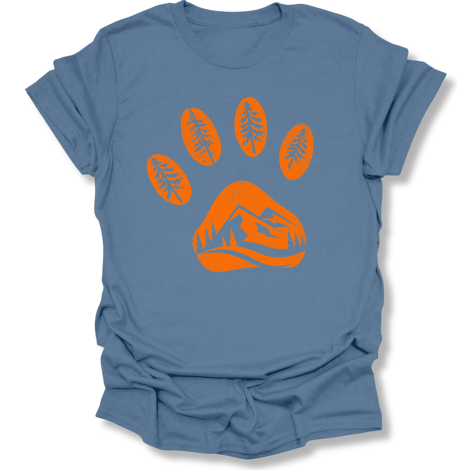 Printify T-Shirt Indigo Blue / S Mountain Dog paw print