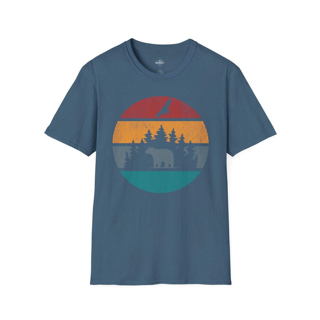 Printify T-Shirt Indigo Blue / S Retro Sunset California Bear