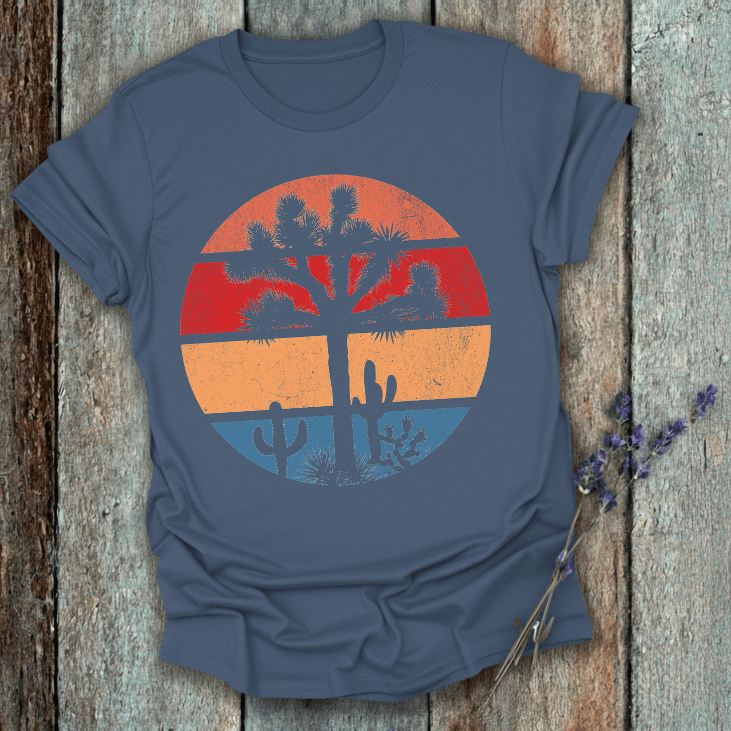 Printify T-Shirt Indigo Blue / S Retro Sunset Joshua Tree