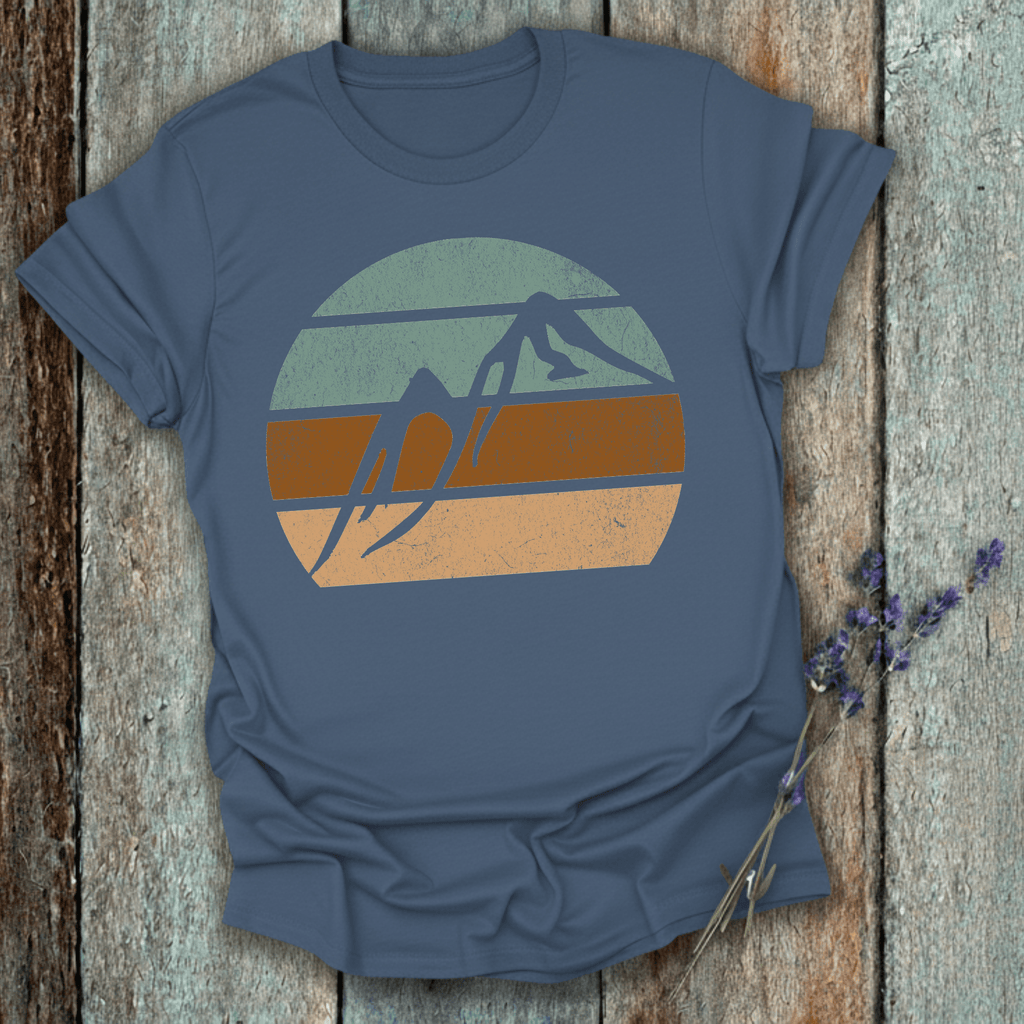 Printify T-Shirt Indigo Blue / S Retro Sunset Mountains