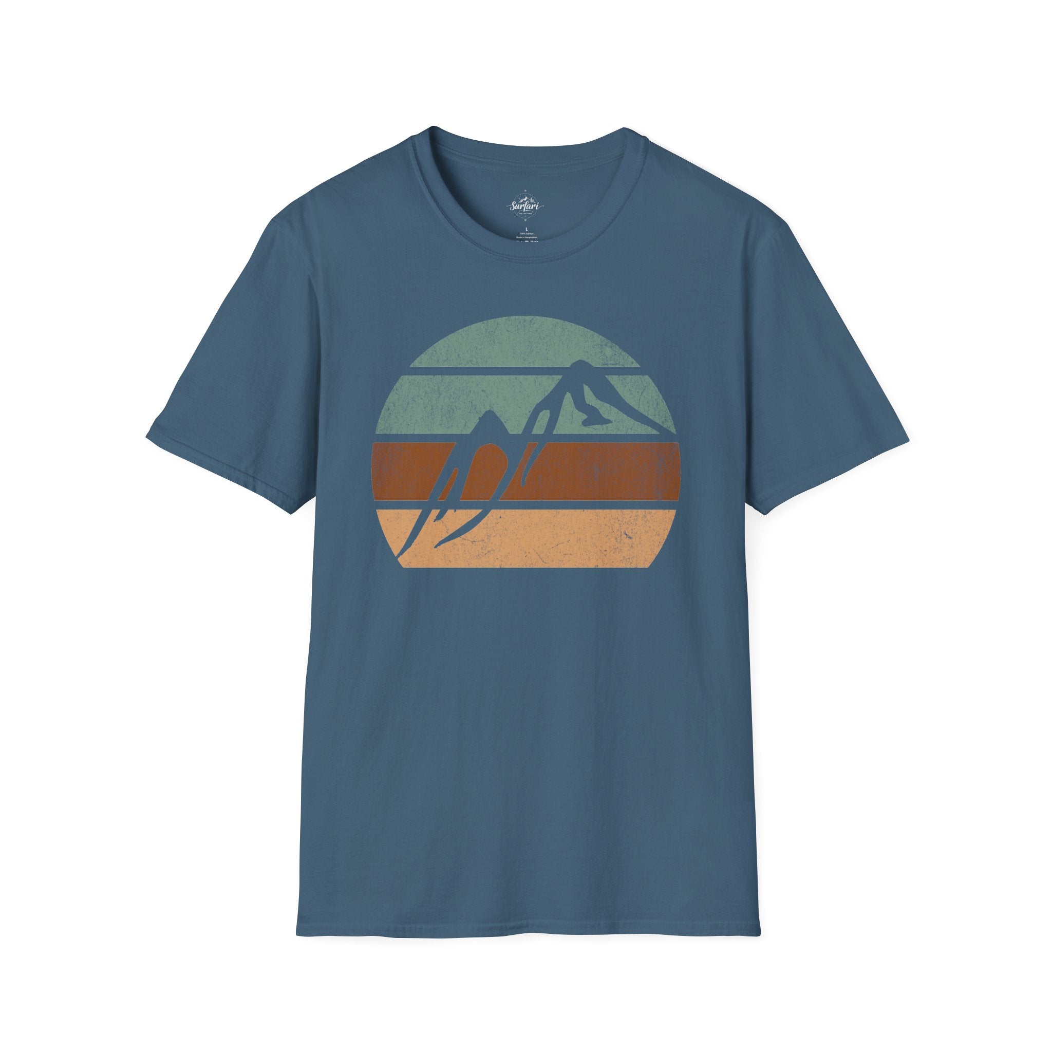 Printify T-Shirt Indigo Blue / S Retro Sunset Mountains