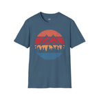 Printify T-Shirt Indigo Blue / S Retro Sunset Mountains and Trees