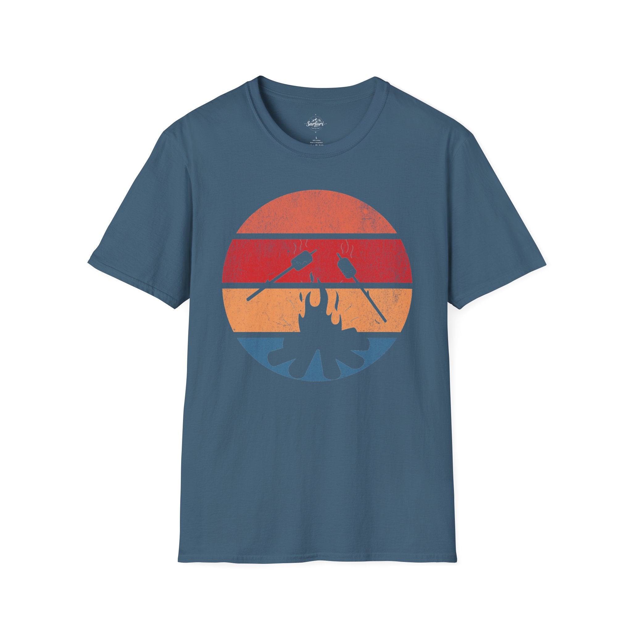 Printify T-Shirt Indigo Blue / S Retro Sunset Roasting Marshmallows