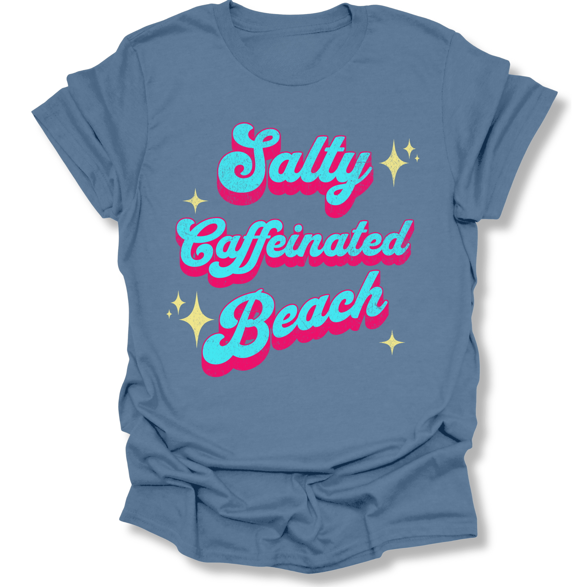 Printify T-Shirt Indigo Blue / S Salty Caffeinated Beach