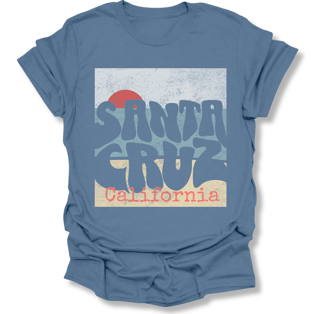 Printify T-Shirt Indigo Blue / S Santa Cruz Sunset