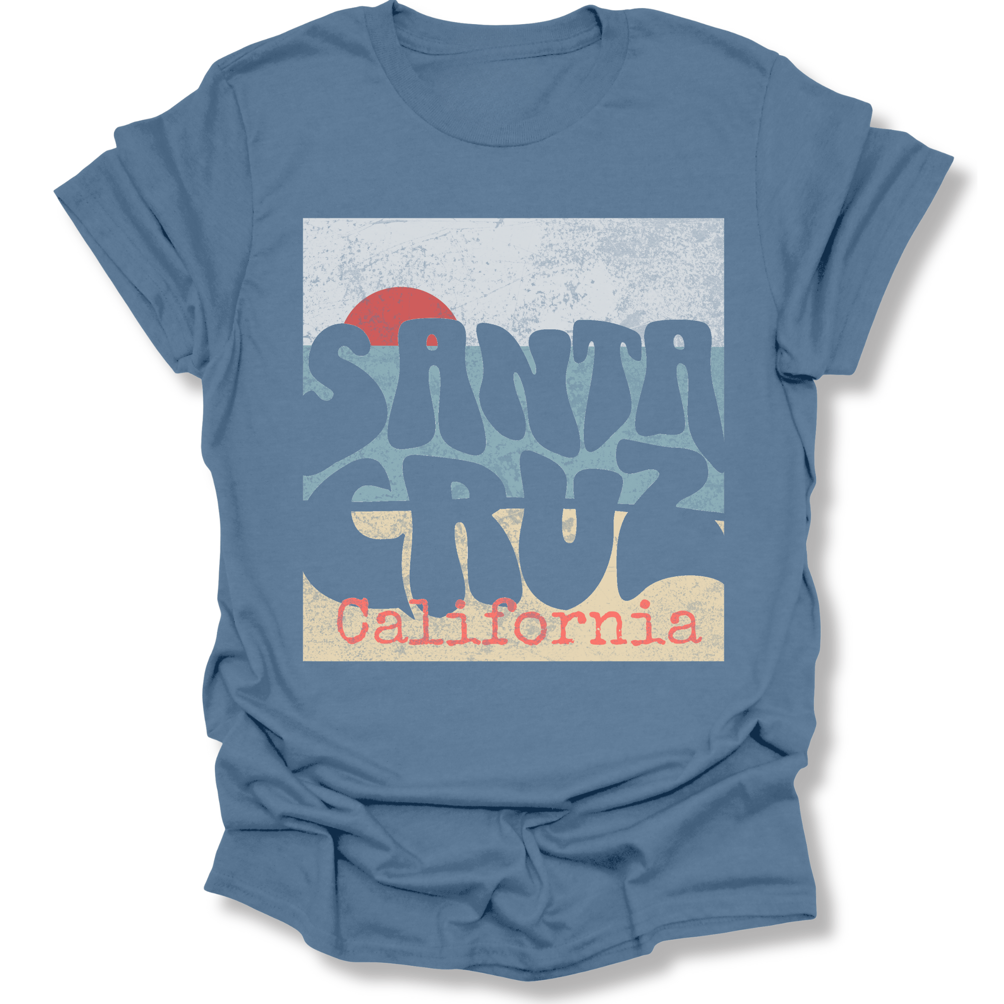 Printify T-Shirt Indigo Blue / S Santa Cruz Sunset