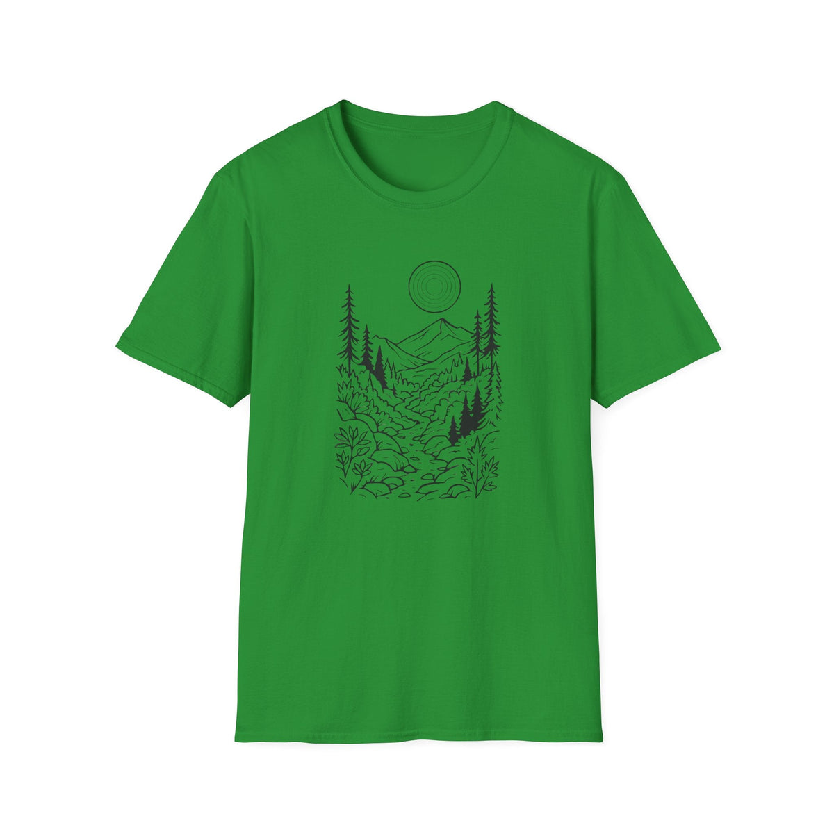Printify T-Shirt Irish Green / S Moonlit Mountain Landscape T-Shirt