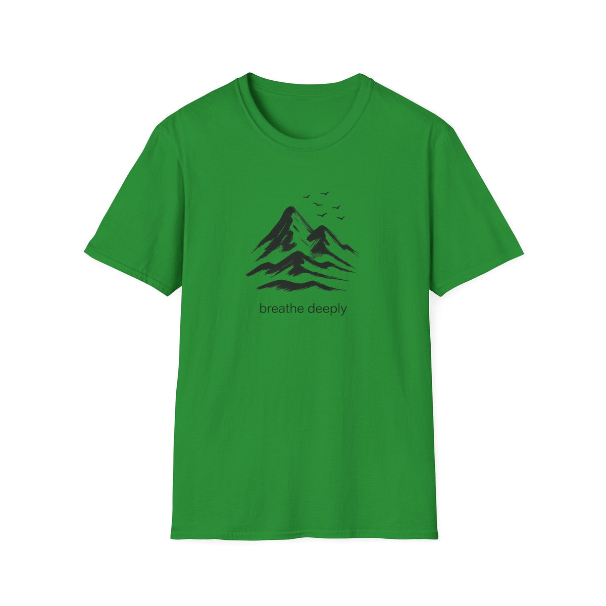 Printify T-Shirt Irish Green / S Mountains and birds T-Shirt