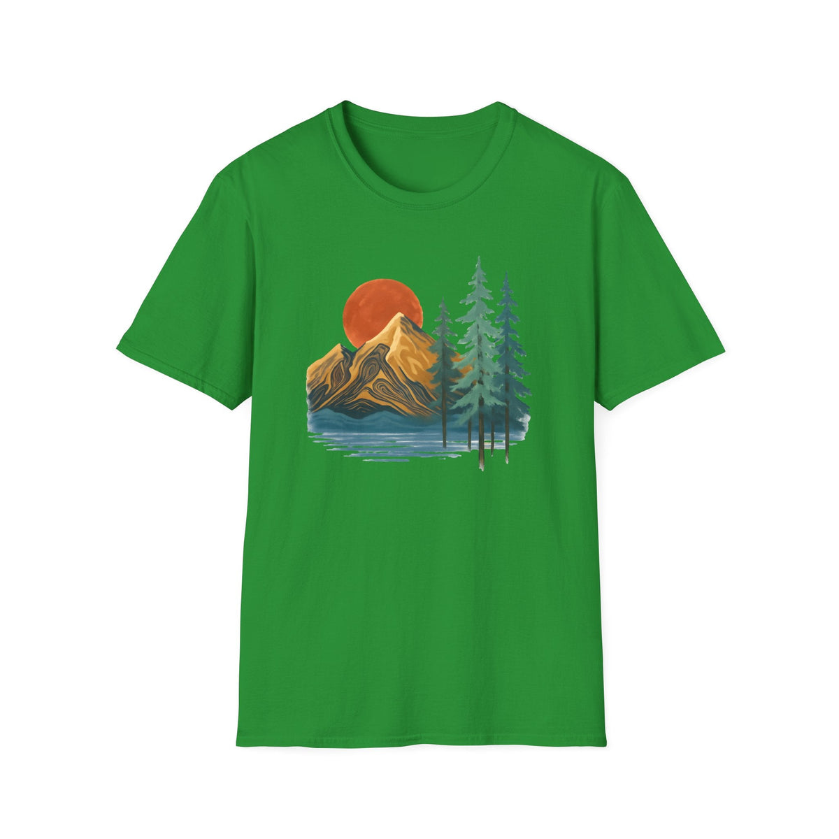Printify T-Shirt Irish Green / S Sunset Mountain Scene T-Shirt