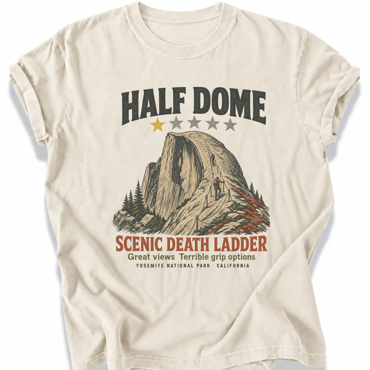 Printify T-Shirt Ivory / S 1 star - Half Dome Death Ladder