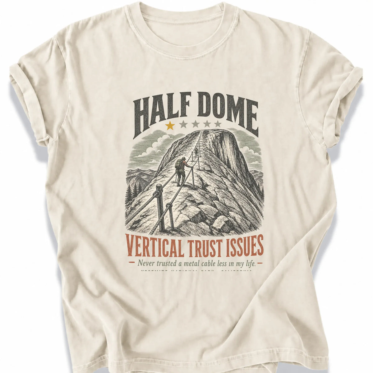 Printify T-Shirt Ivory / S 1 star - Half dome Trust issues