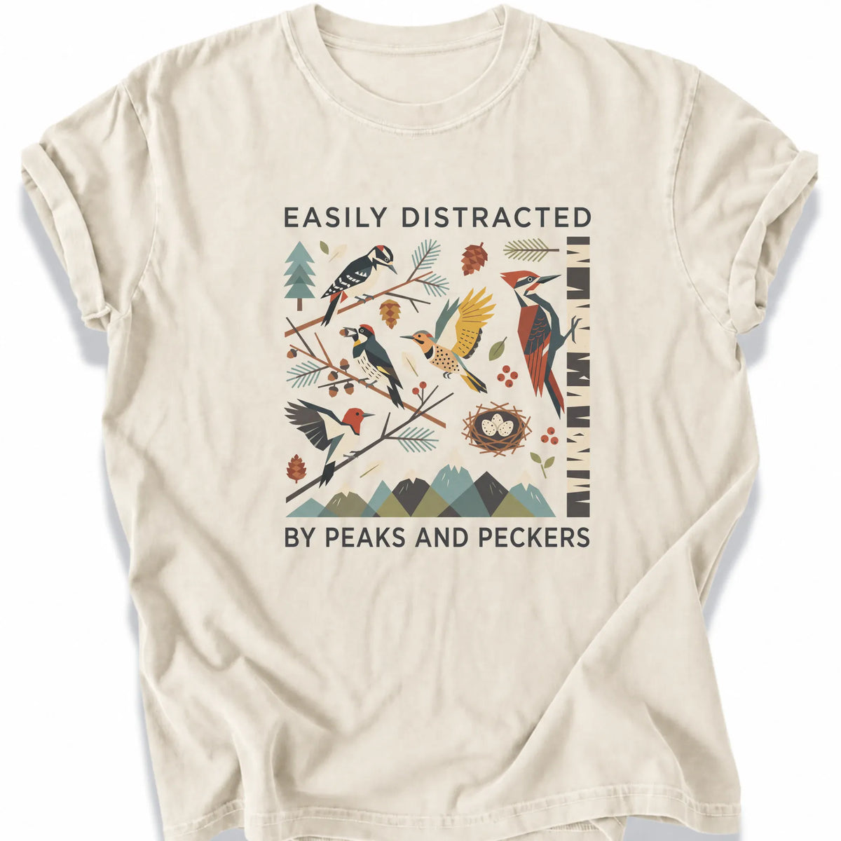 Printify T-Shirt Ivory / S Peaks Peckers Bigfoot - Easily Distracted