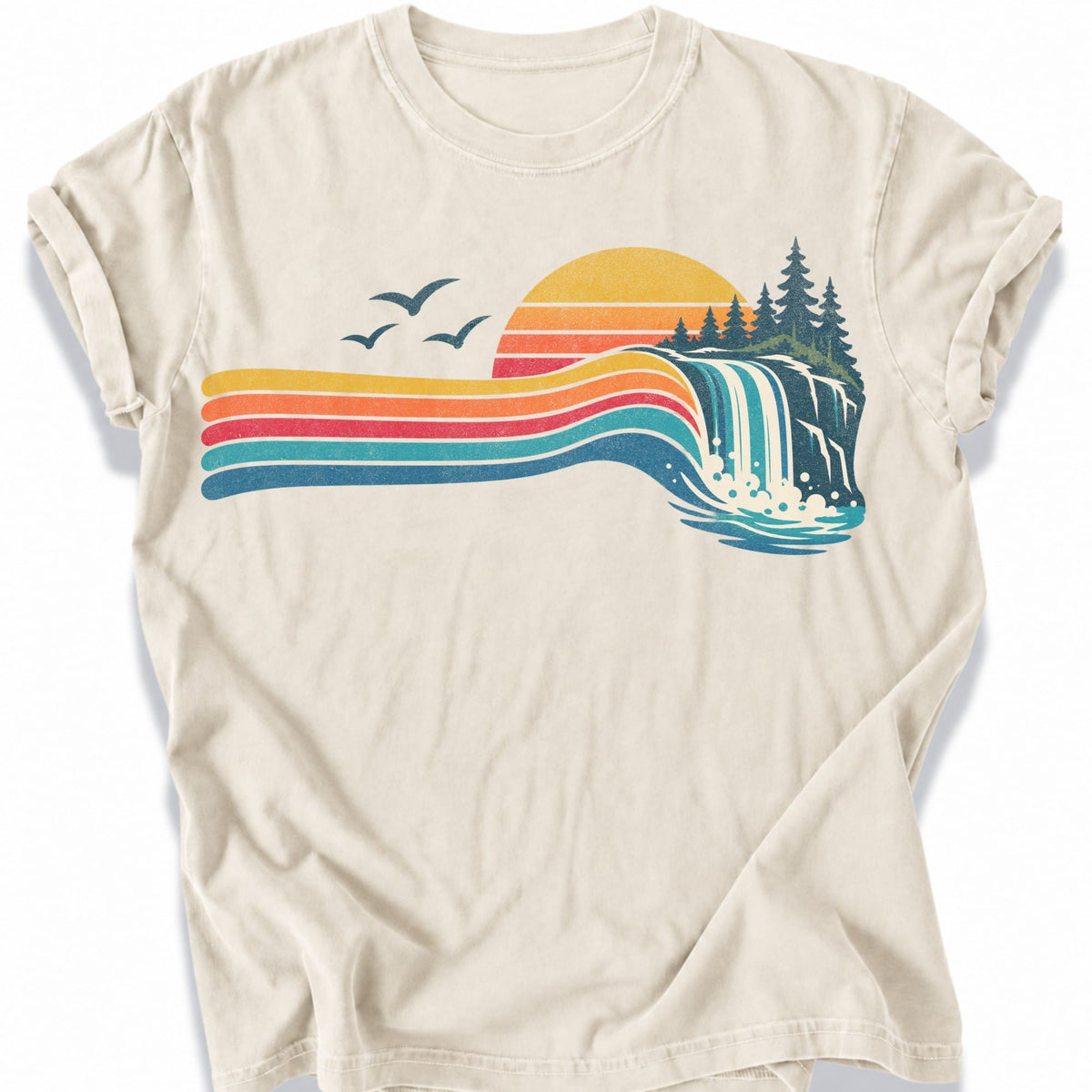Printify T-Shirt Ivory / S Waterfall Flow T-Shirt T-Shirt