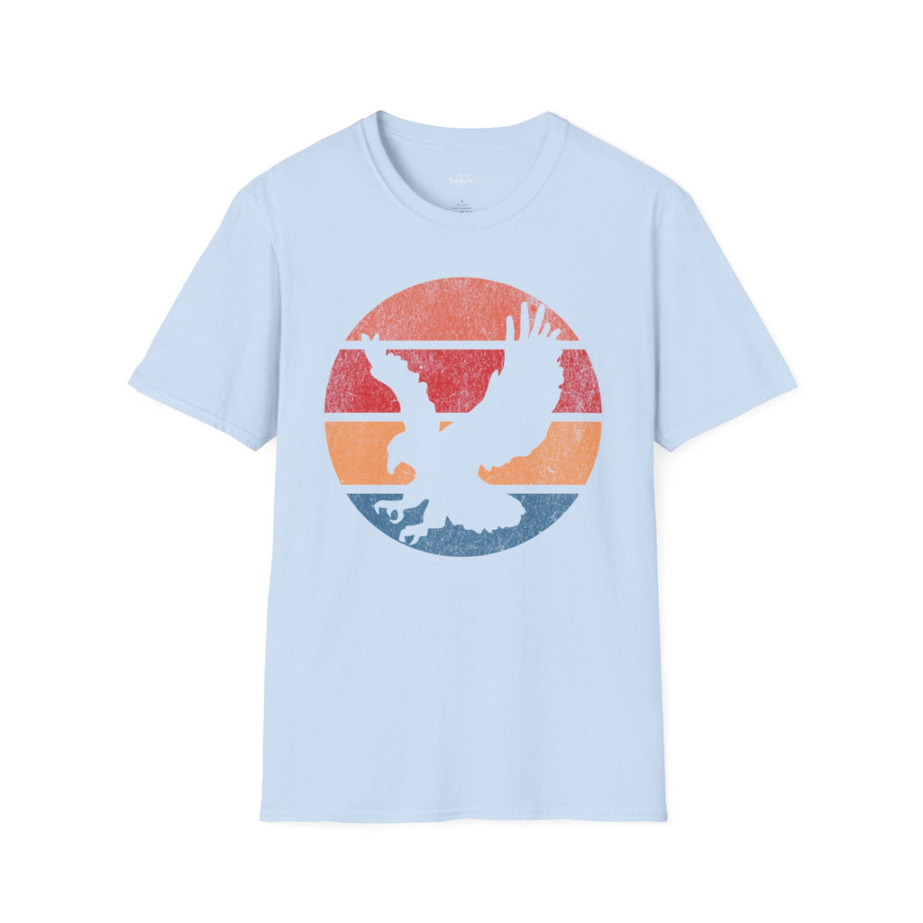 Printify T-Shirt Light Blue / S Retro Sunset Bald Eagle