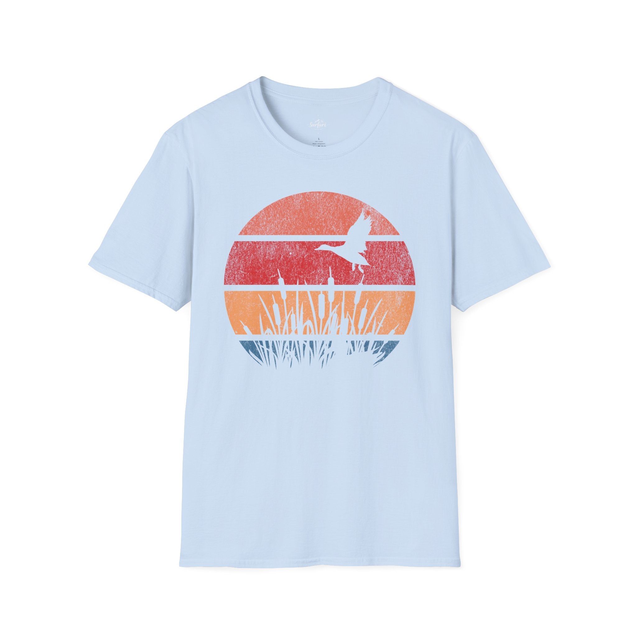 Printify T-Shirt Light Blue / S Retro Sunset Duck