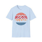 Printify T-Shirt Light Blue / S Retro Sunset Mountains and Trees