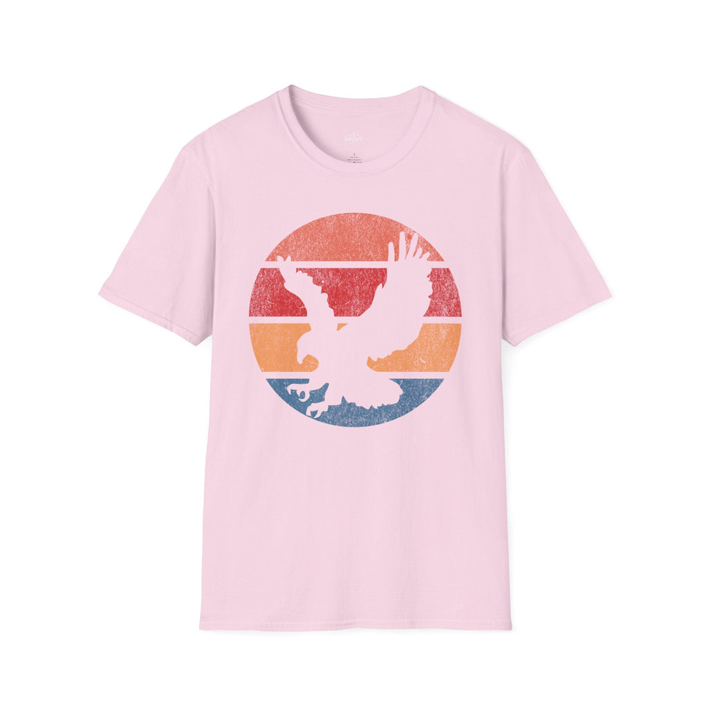 Printify T-Shirt Light Pink / S Retro Sunset Bald Eagle