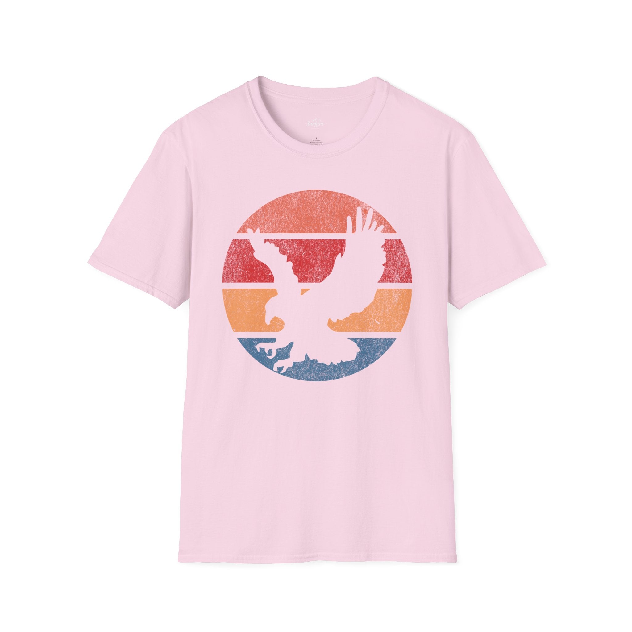Printify T-Shirt Light Pink / S Retro Sunset Bald Eagle