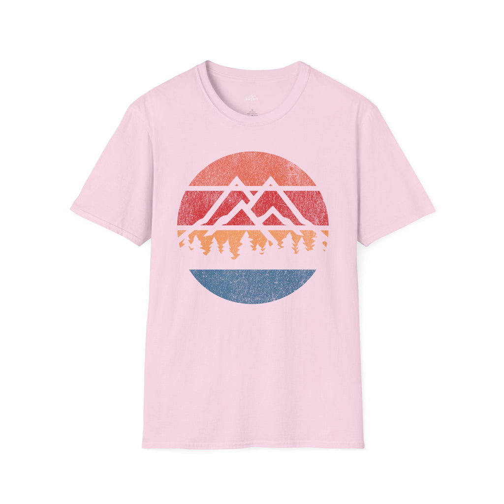 Printify T-Shirt Light Pink / S Retro Sunset Mountains and Trees