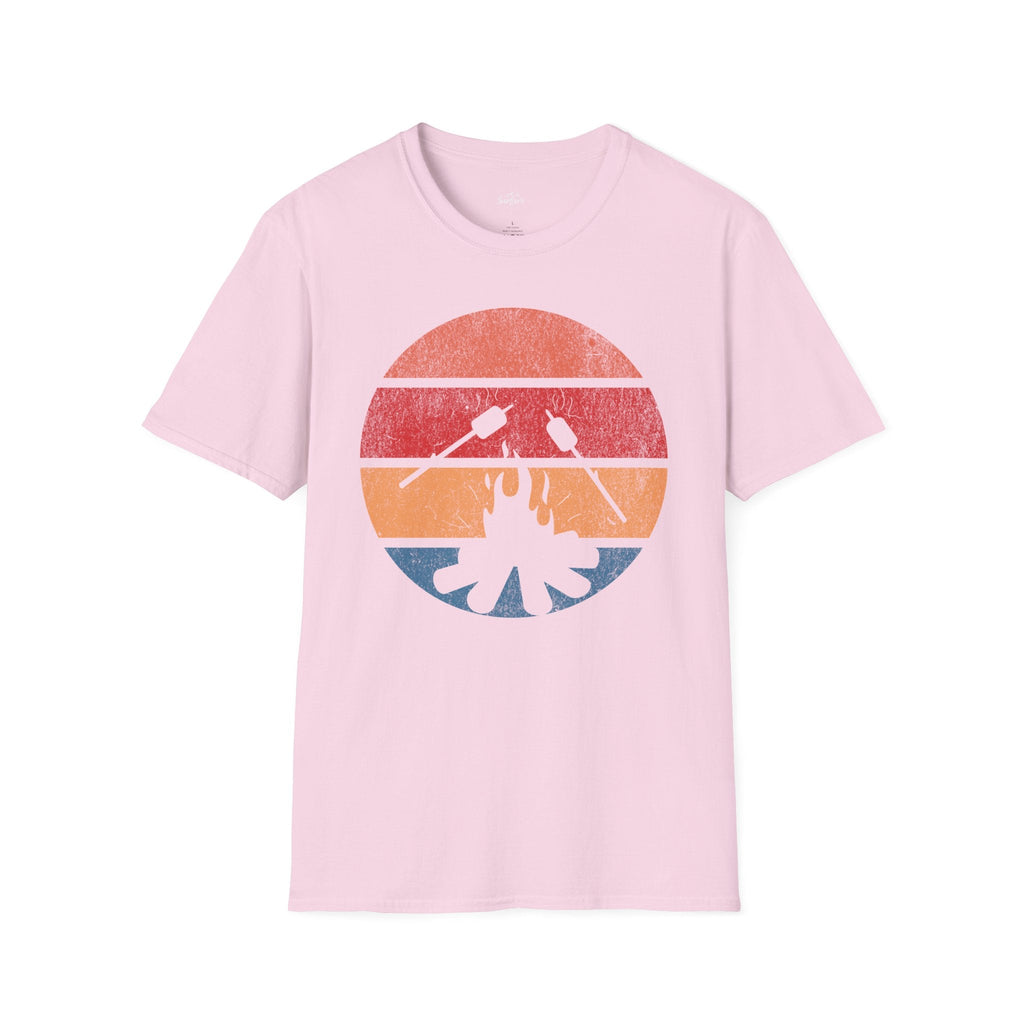 Printify T-Shirt Light Pink / S Retro Sunset Roasting Marshmallows