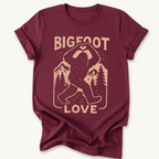 Printify T-Shirt Maroon / S Big Foot Love Hiking