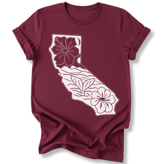 Printify T-Shirt Maroon / S California Whale Tail T-Shirt