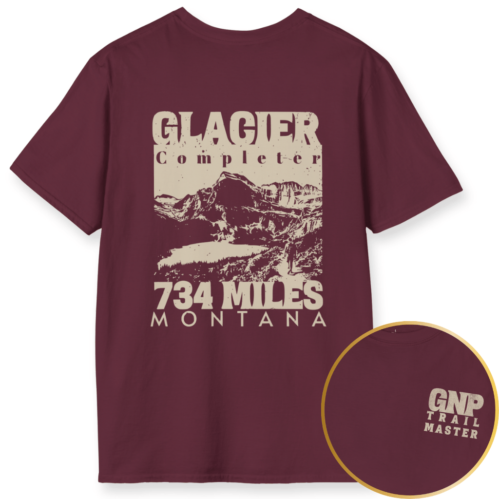 Printify T-Shirt Maroon / S Glacier National Park Trail Completer