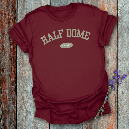 Printify T-Shirt Maroon / S Half Dome 8,839 FT Varsity