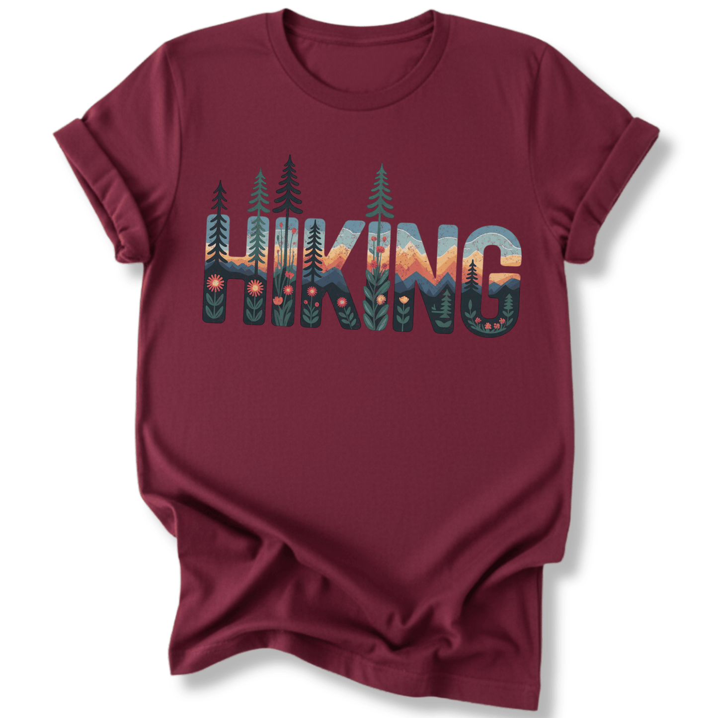 Printify T-Shirt Maroon / S Hiking!