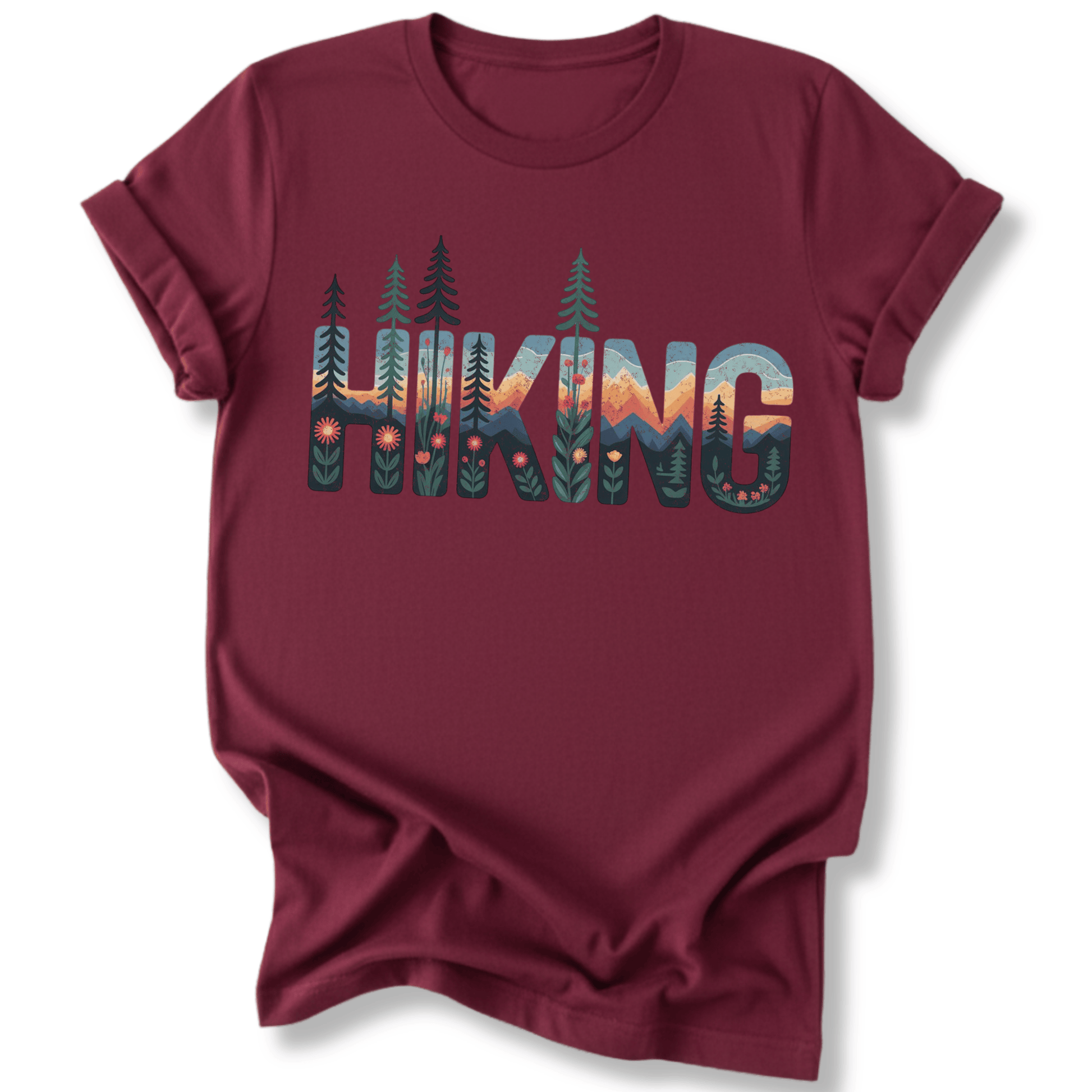 Printify T-Shirt Maroon / S Hiking!