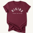 Printify T-Shirt Maroon / S Hiking  Cheaper Than Therapy